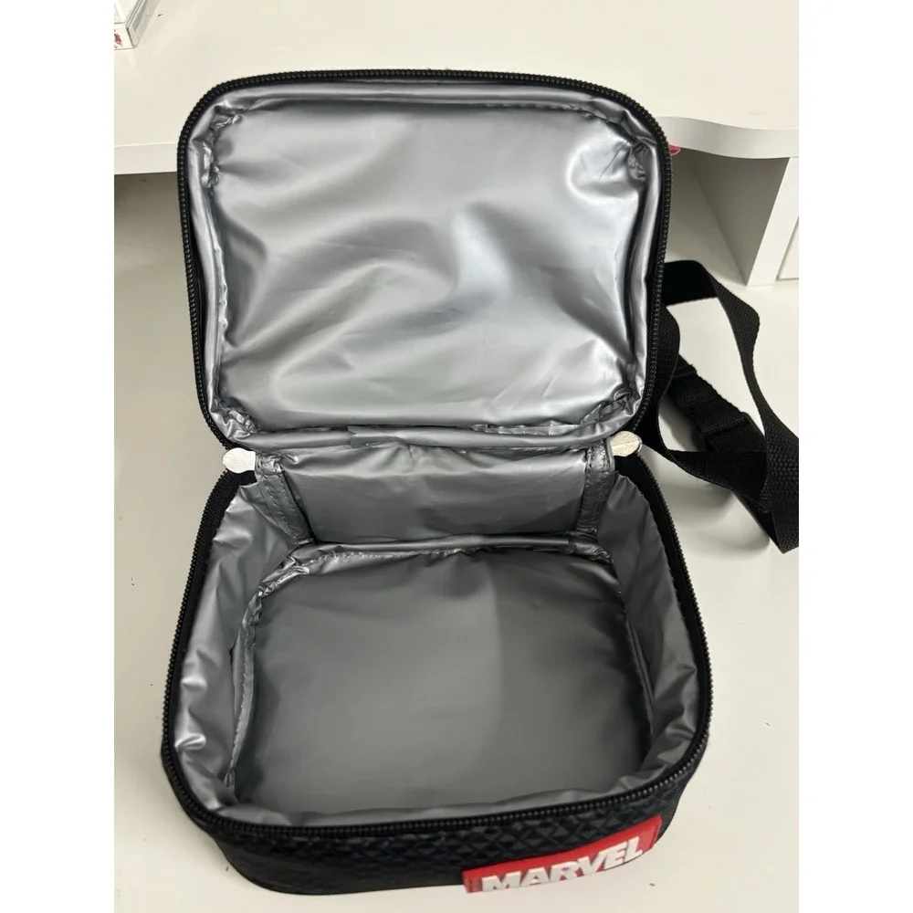 Marvel Black Panther Wakanda Forever Insulated Lunch Bag Strap Zipper Black/Gray